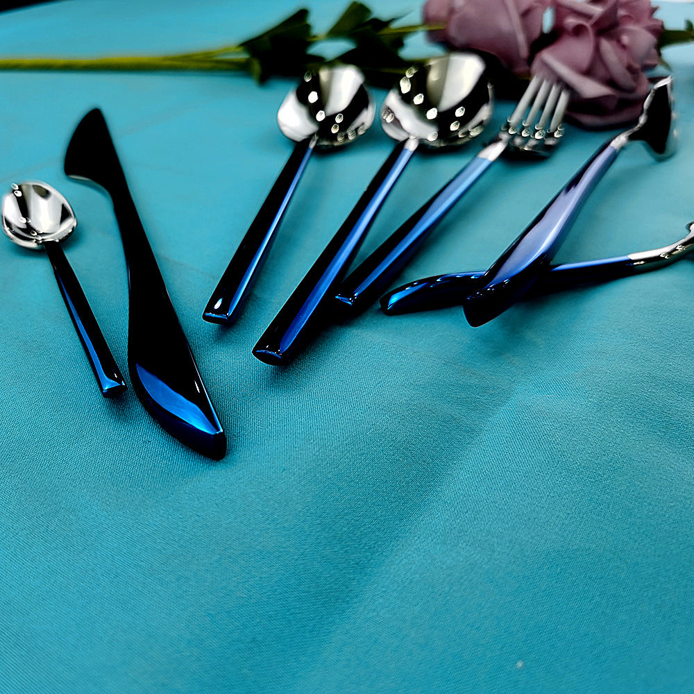 304 Stainless Steel Pvd Electroplated Blue Knife And Fork Tableware Set
