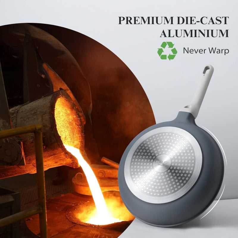 Grey Tourmaline Non-Stick Cookware Set For Home Kitchen