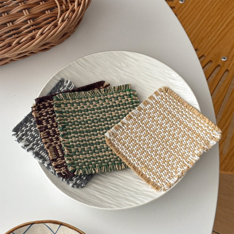 Retro Fabric Woven Coasters Set Of Five