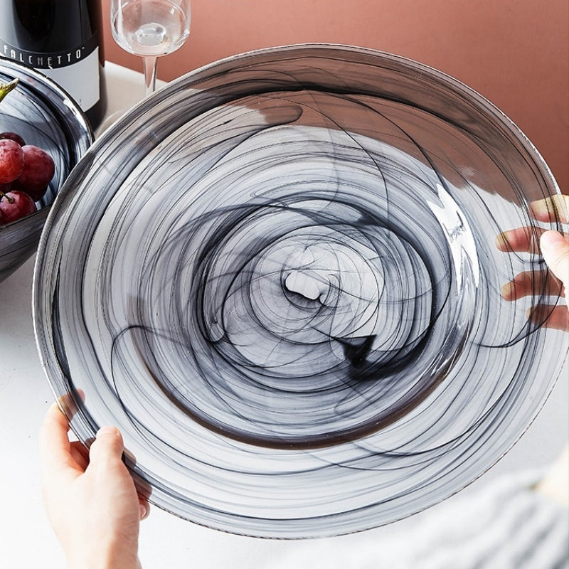 Creative Handcrafted Ink-Wash Glass Fruit Plate