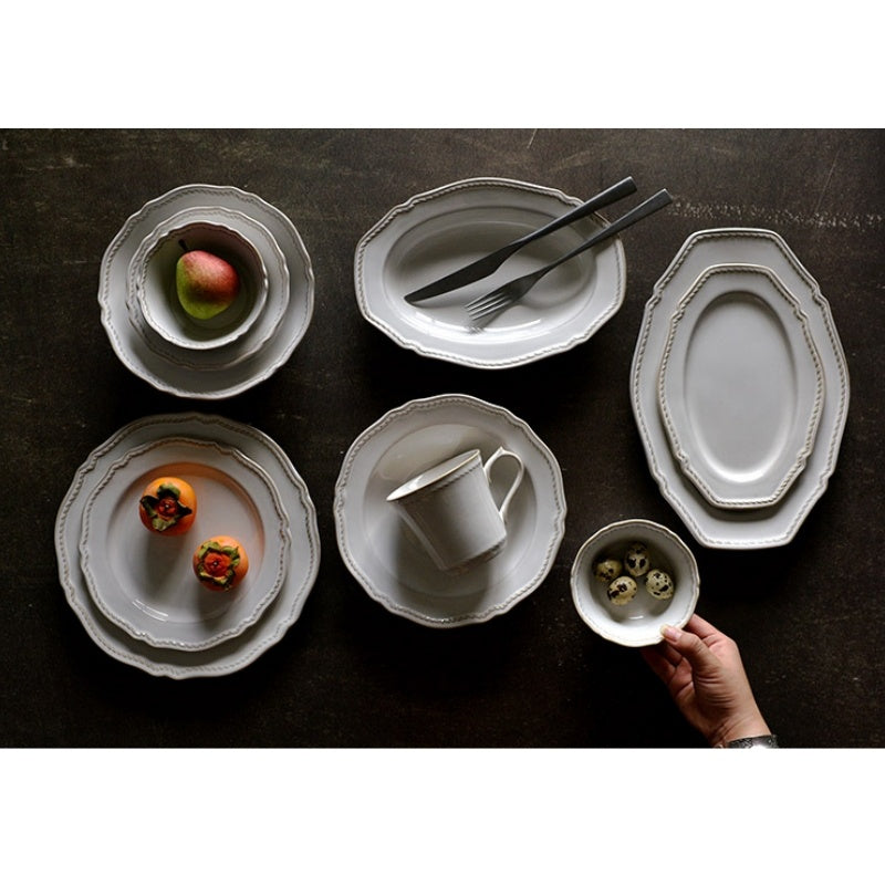 Underglaze Relief On Retro Ceramic Tableware Plates