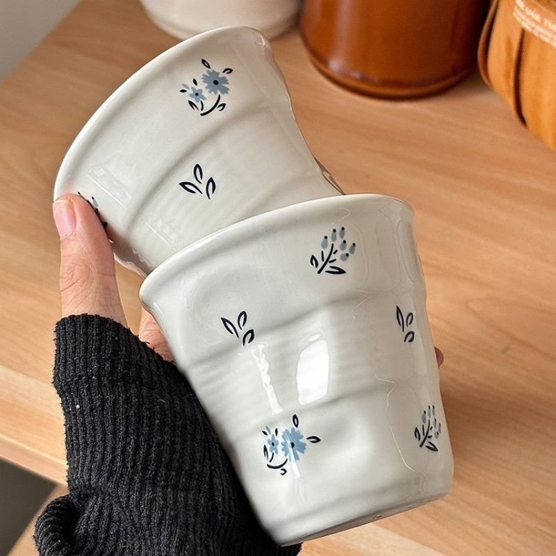 Retro High-End Appearance Ceramic Irregular-Handled Cup