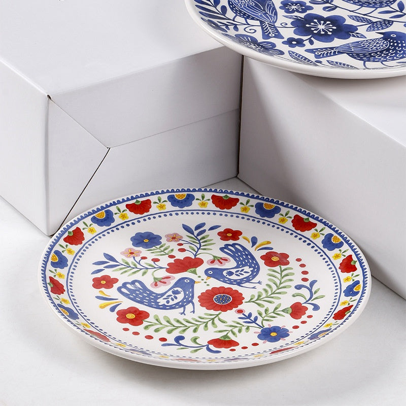 Creative Painted 9-Inch Ceramic Plate 4 Piece Set