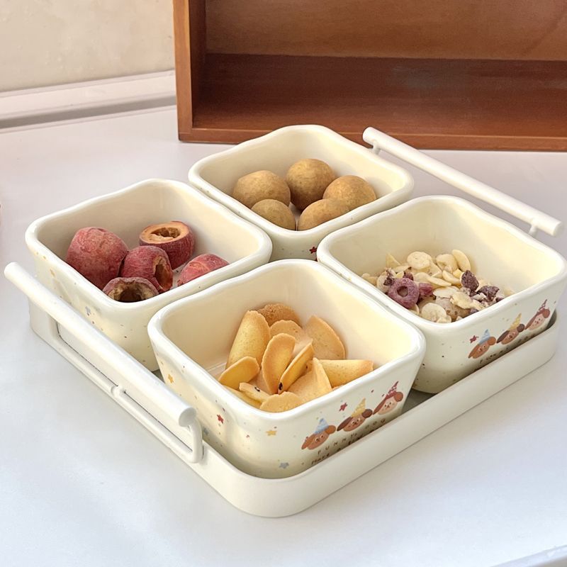 Simple and lovely division fruit tray living room household zero sugar dried fruit nut snack tray dessert storage box