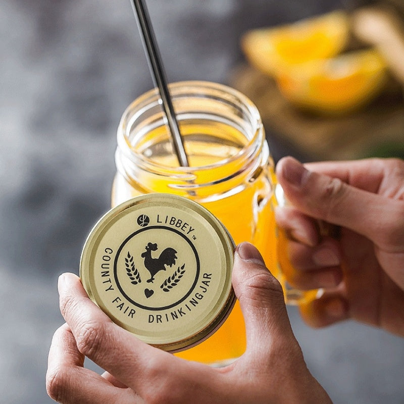 Retro Style Glass Transparent Water Cup For Juice And Coffee With A Lid