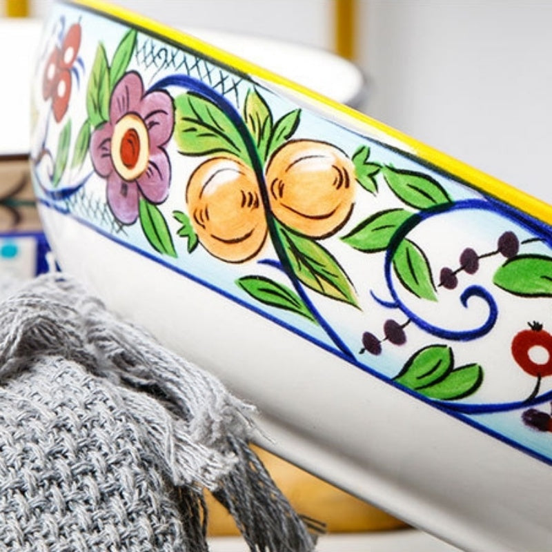 Creative Ceramic Soup Plates, Hand-Painted 8-Inch Deep Plates, Western Tableware, Round Household Vegetable Plates, Salad Bowls And Plates