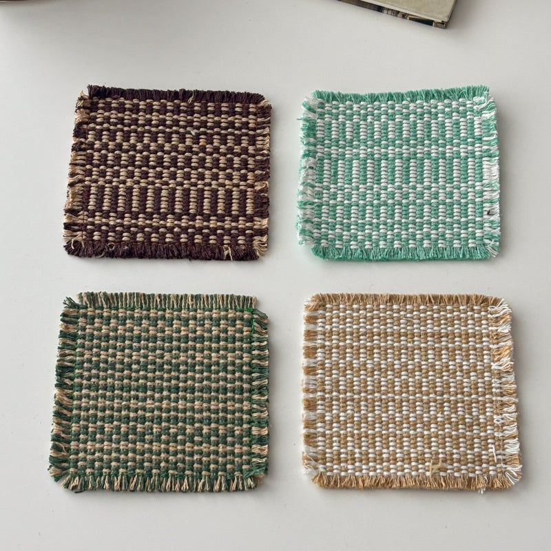 Retro Fabric Woven Coasters Set Of Five