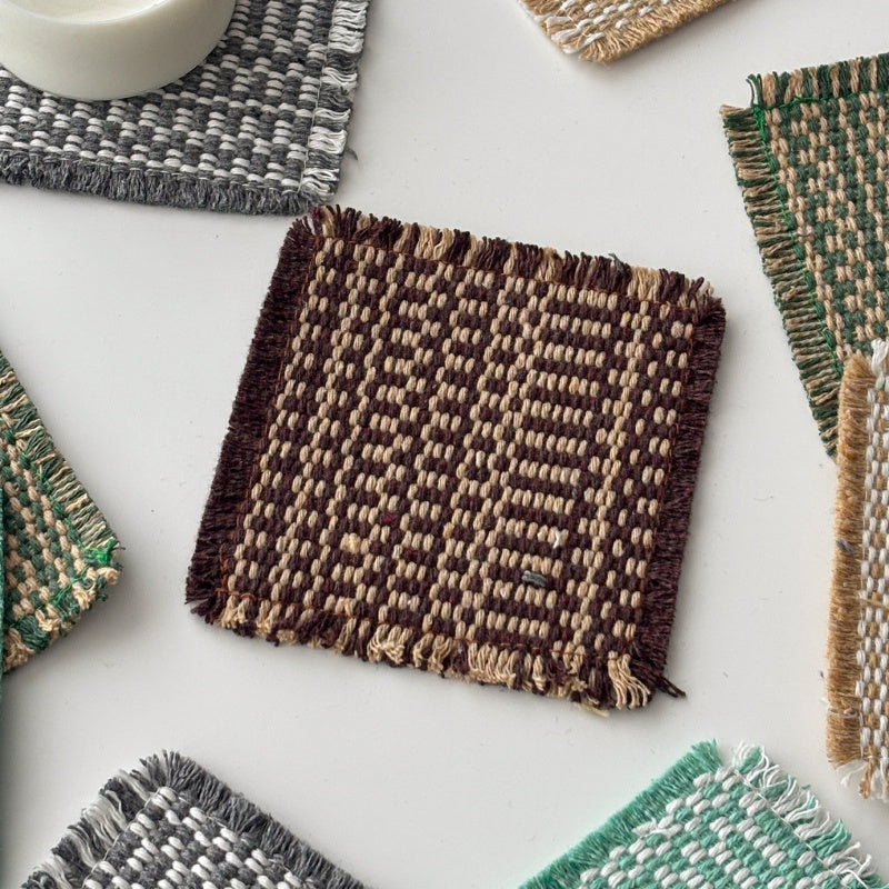Retro Fabric Woven Coasters Set Of Five