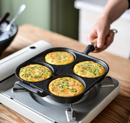Cast iron four-hole fried egg pan egg dumpling pan egg burger pan non-coated non-stick pan