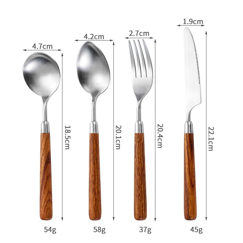 Retro Stainless Steel, Walnut Handle Thickened Household Western Tableware