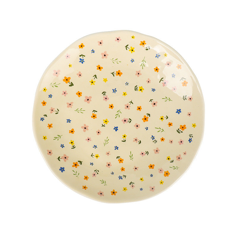 Original flower language ceramic bowl thickened high appearance level rice bowl plate household dishes