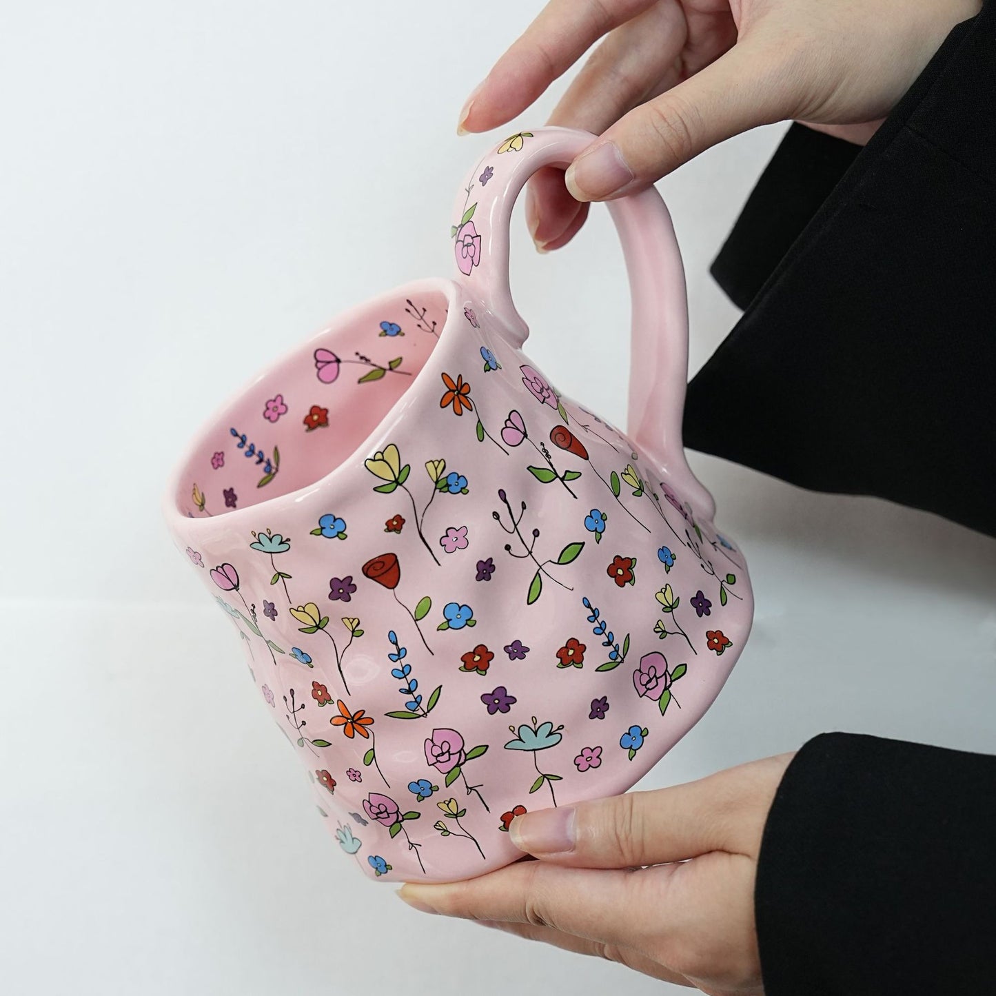 Creative floral ceramic mug High appearance level Large capacity coffee office breakfast mug