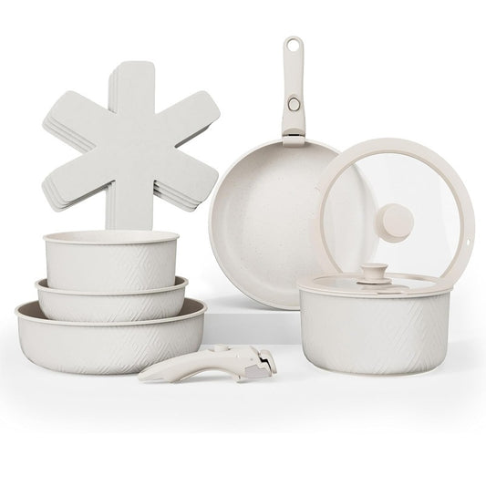 Detachable Patterned Tourmaline Cookware Set For Household Non-Stick Pans