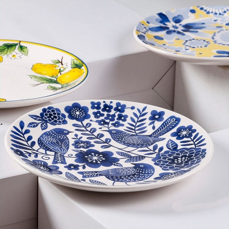 Creative Painted 9-Inch Ceramic Plate 4 Piece Set