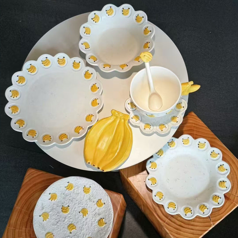 Banana do old series ceramic tableware set household rice bowl soup bowl salad plate breakfast cup
