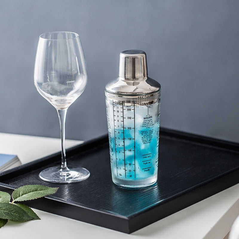 Glass Cocktail Shaker With Marked Measuring Cup