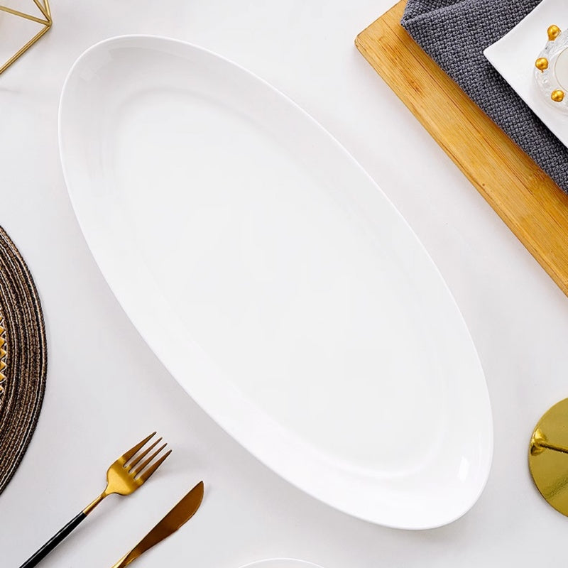 Bone China Tableware: 18-Inch Oval Long Plate, Large Household Plate
