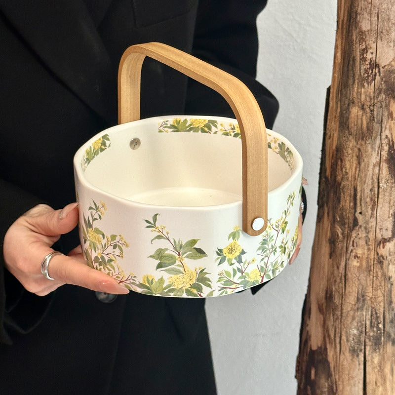 Original niche design sense osmanthus hand-held ceramic fruit basket