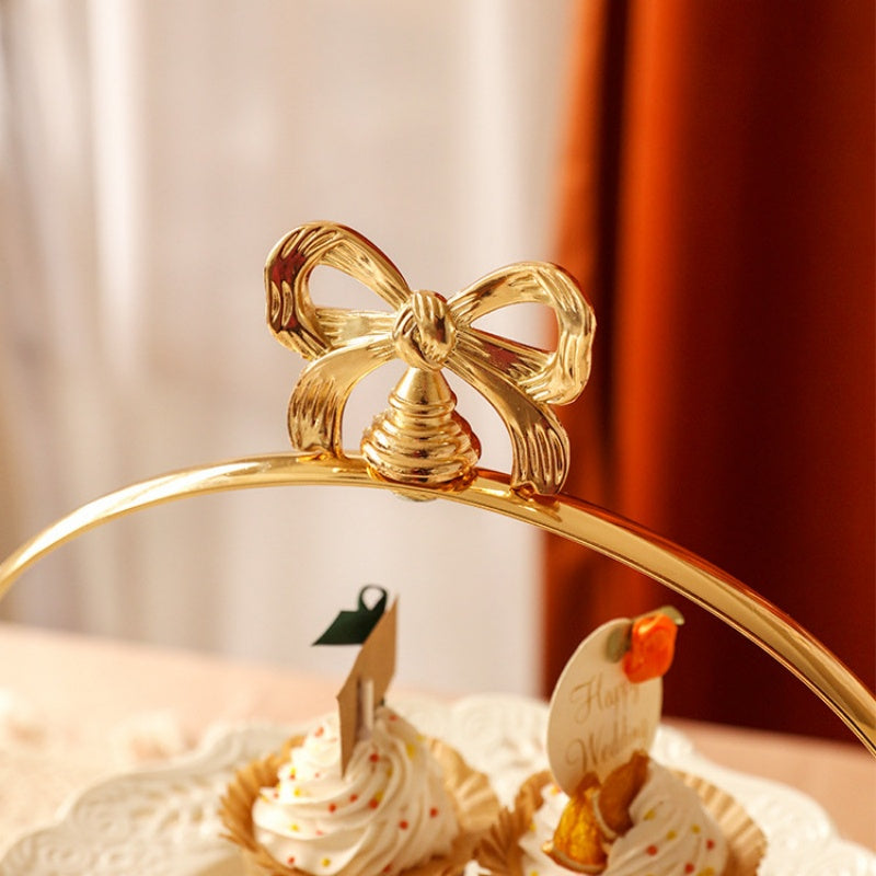 European-Style Metal Snack Rack Golden Three-Layer Dessert Display Rack Afternoon Tea Fruit Snack Plate Tea Break