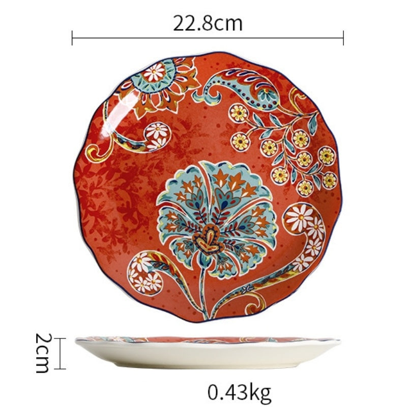 Creative Painted 9-Inch Ceramic Plate 4 Piece Set