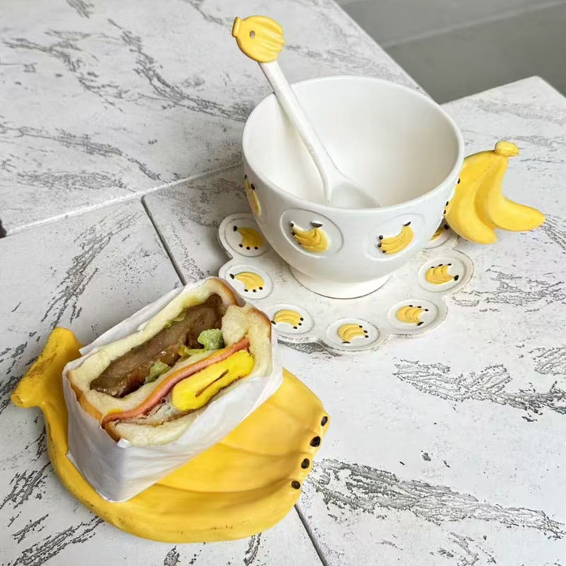 Banana do old series ceramic tableware set household rice bowl soup bowl salad plate breakfast cup