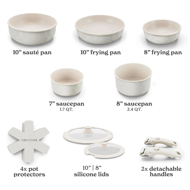 Detachable Patterned Tourmaline Cookware Set For Household Non-Stick Pans