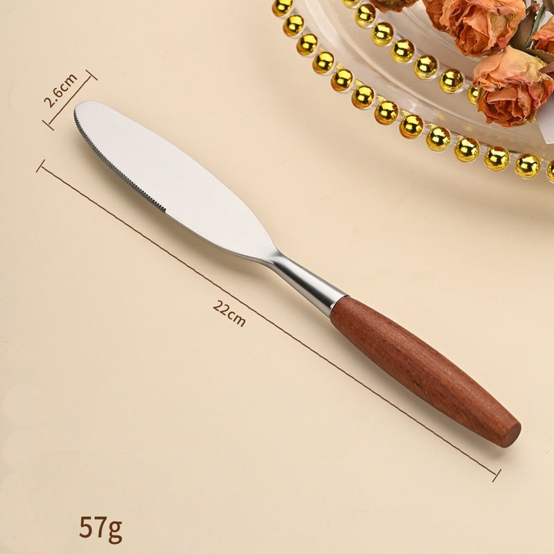 Stainless Steel Western Tableware With Rosewood Handles