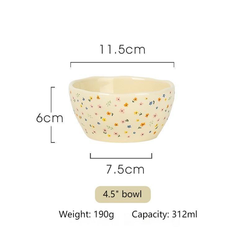 Original flower language ceramic bowl thickened high appearance level rice bowl plate household dishes