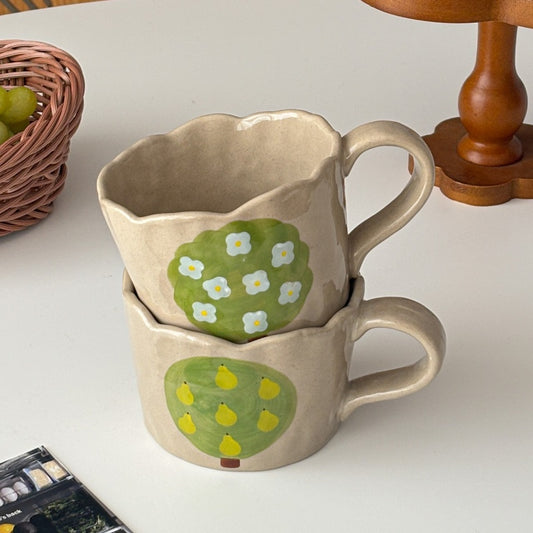 Hand-Painted Rough Clay Irregular Hand-Shaped Mug