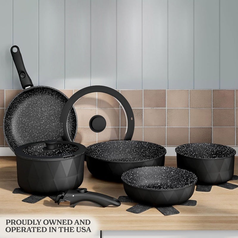 Detachable Patterned Tourmaline Cookware Set For Household Non-Stick Pans