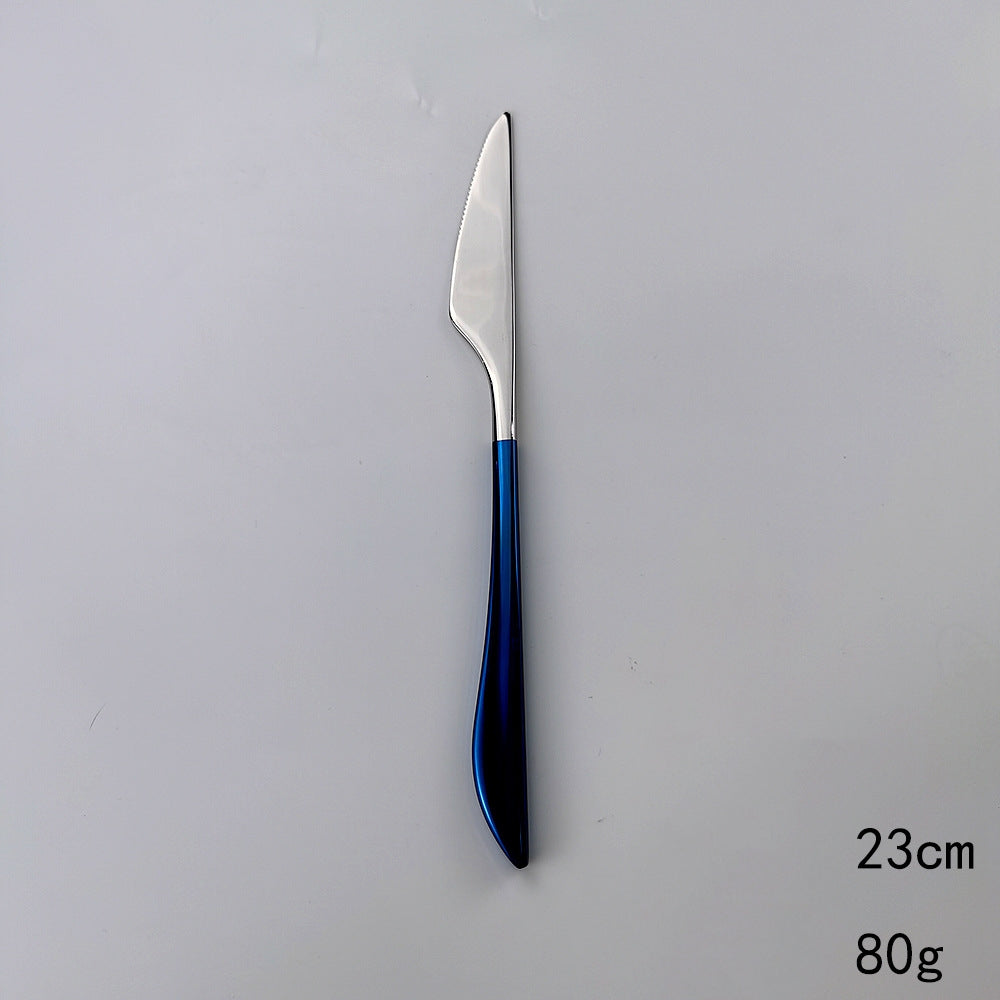 304 Stainless Steel Pvd Electroplated Blue Knife And Fork Tableware Set