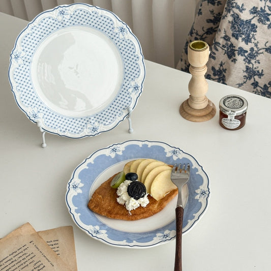 Classical Blue-Colored Ceramic Dinnerware Set Of Two Pieces