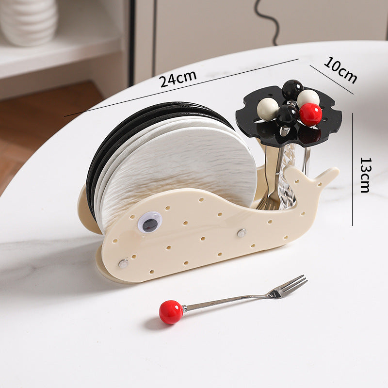 Creative fruit cake fork dessert mixing spoon storage rack stainless steel fruit pick set