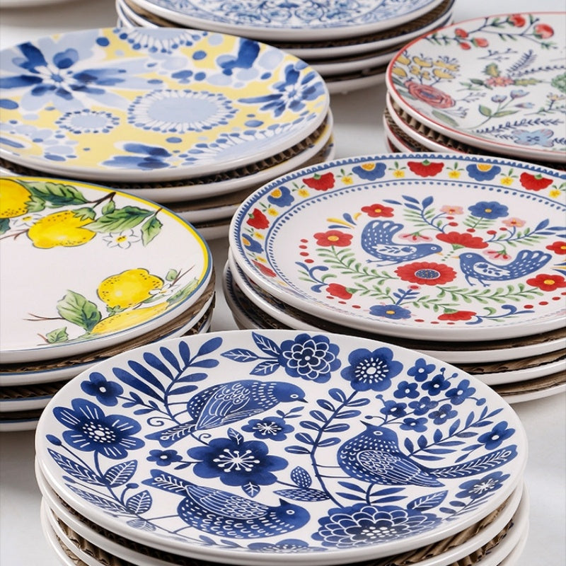 Creative Painted 9-Inch Ceramic Plate 4 Piece Set