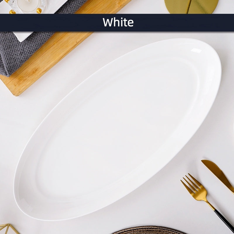 Bone China Tableware: 18-Inch Oval Long Plate, Large Household Plate