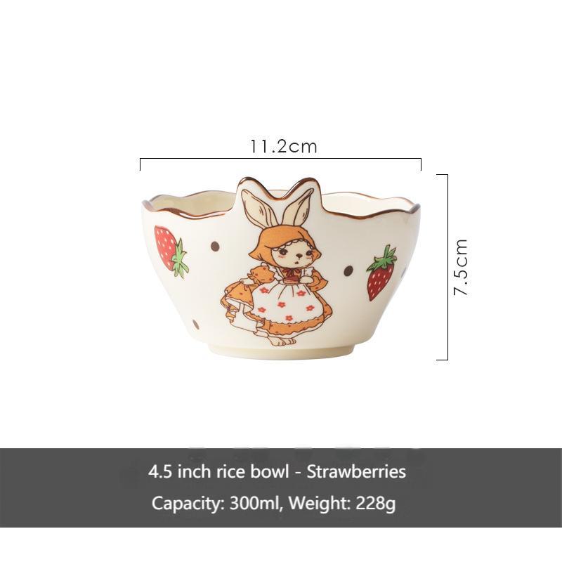 High appearance level Rabbit ceramic dish set underglaze color cutlery set