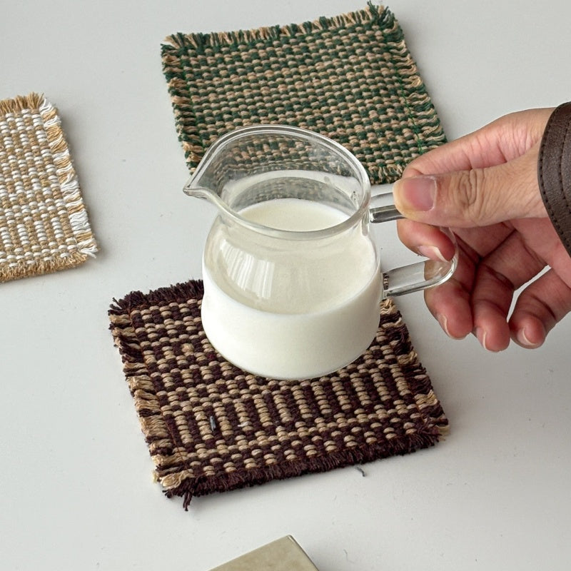 Retro Fabric Woven Coasters Set Of Five