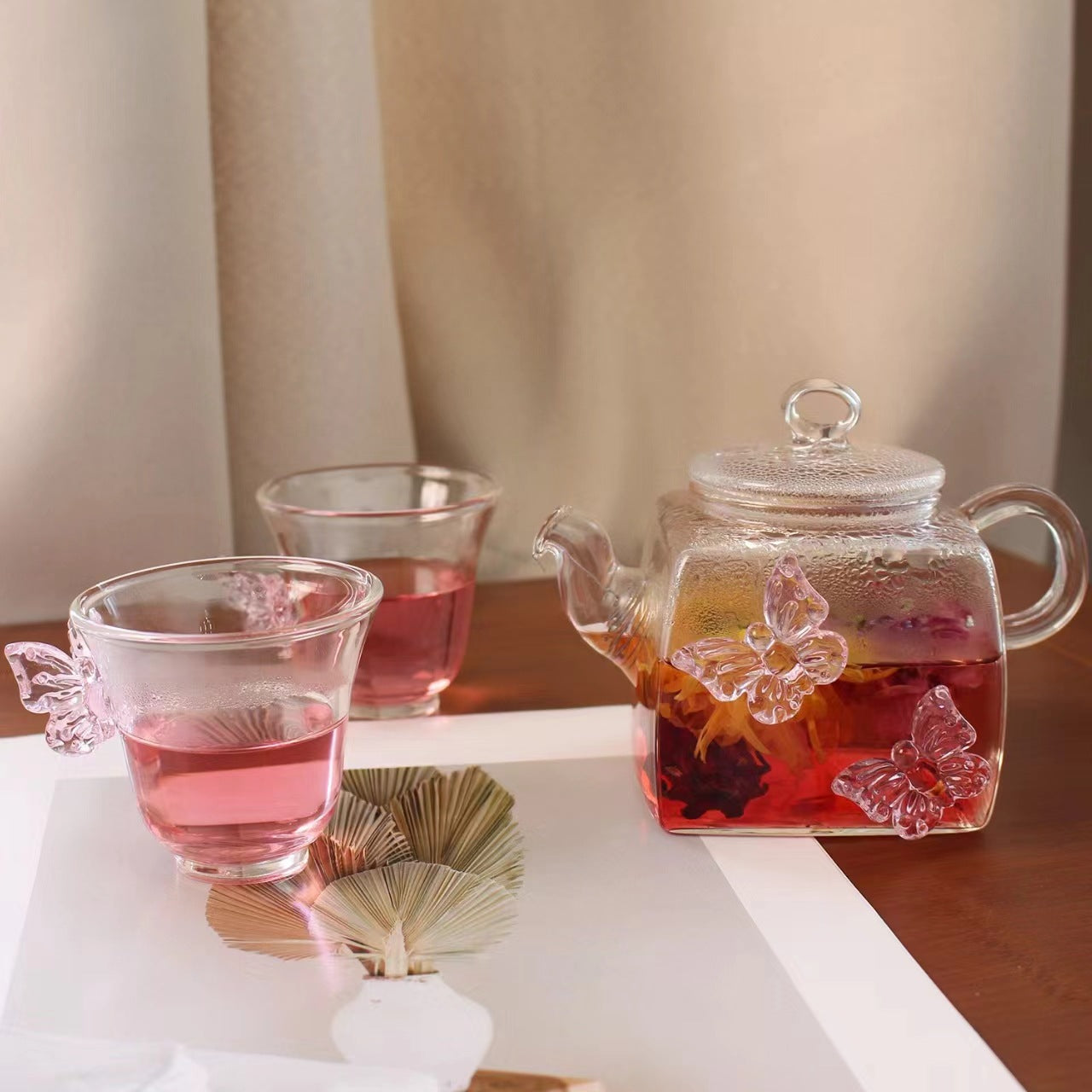 Spring butterfly cup pot set butterfly glass water cup