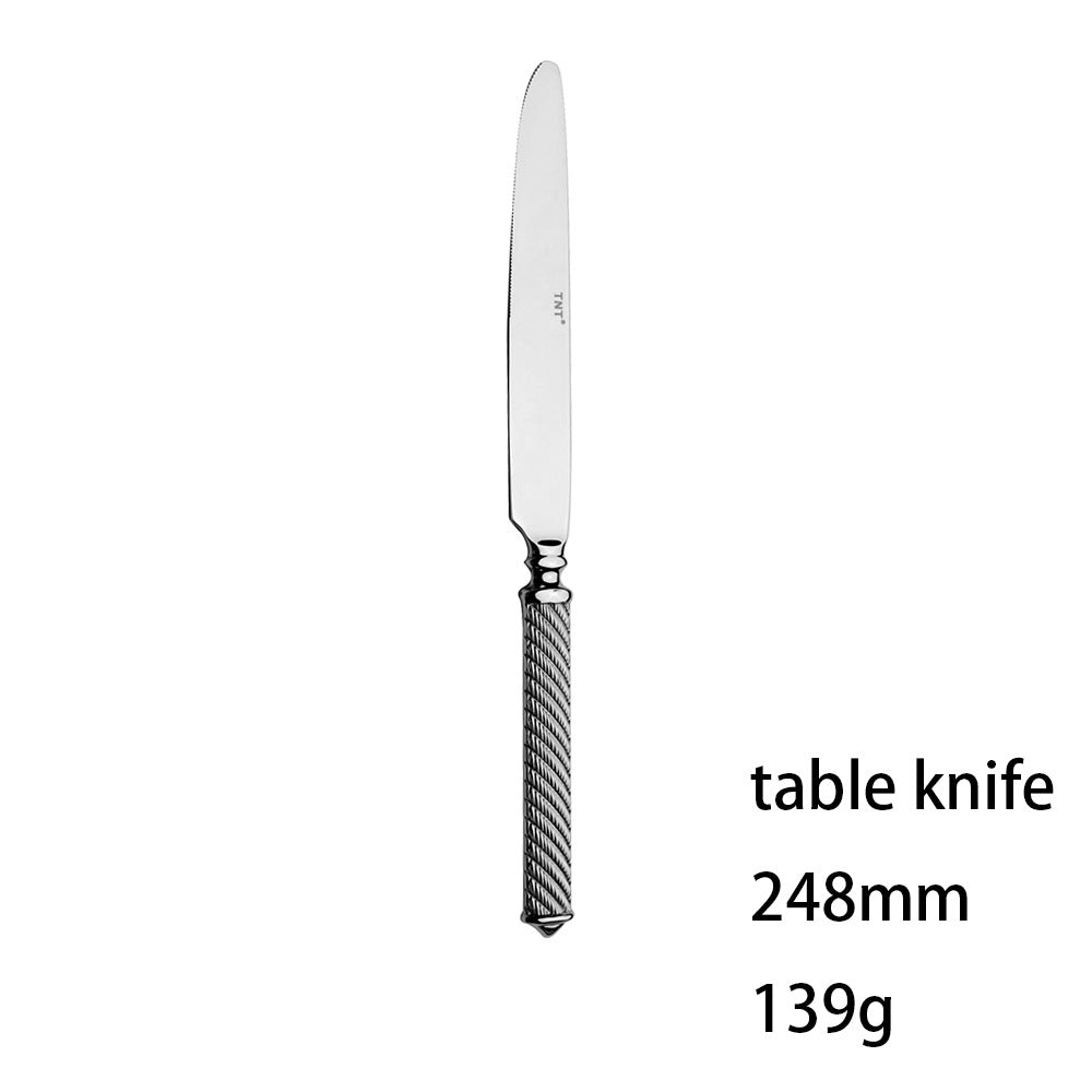 304 Stainless Steel Forged Twine Line Handle Advanced Thickened Knife Fork Spoon Western Tableware