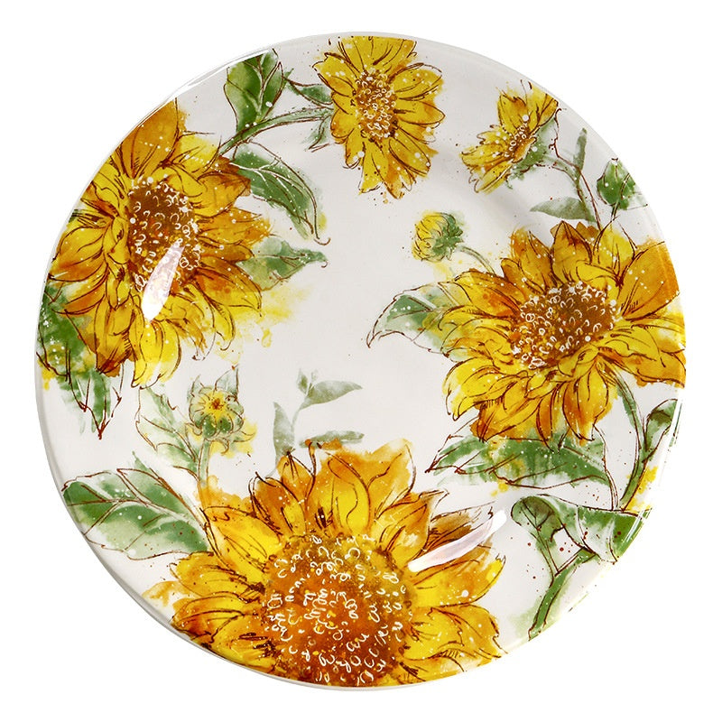 Creative Western-Style Plate With A Flat Plate And Sunflower Arrangement