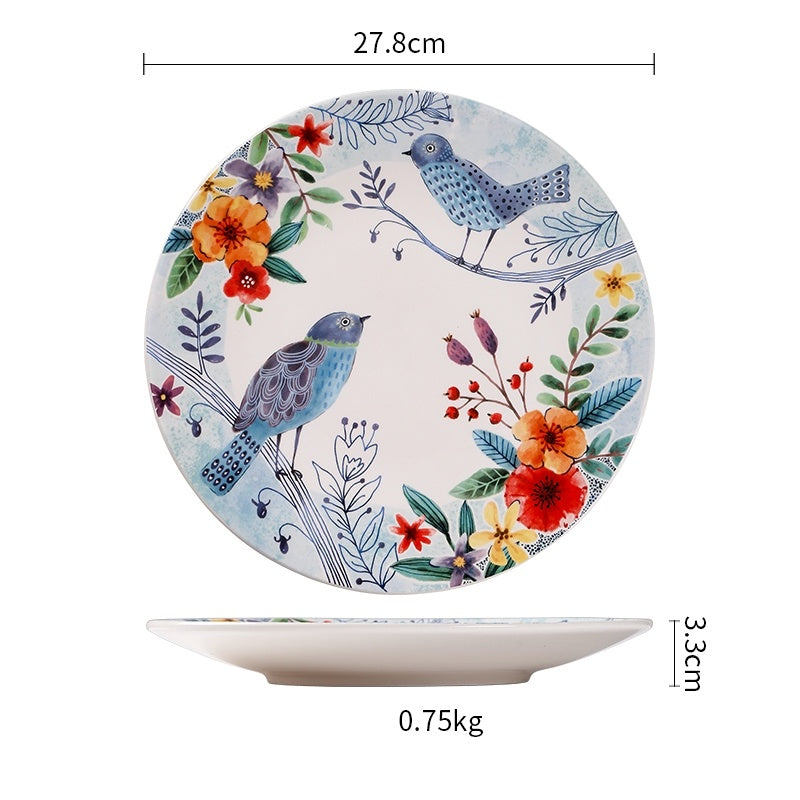 Creative Forest Series Painted Ceramic Plate Home Plate Set
