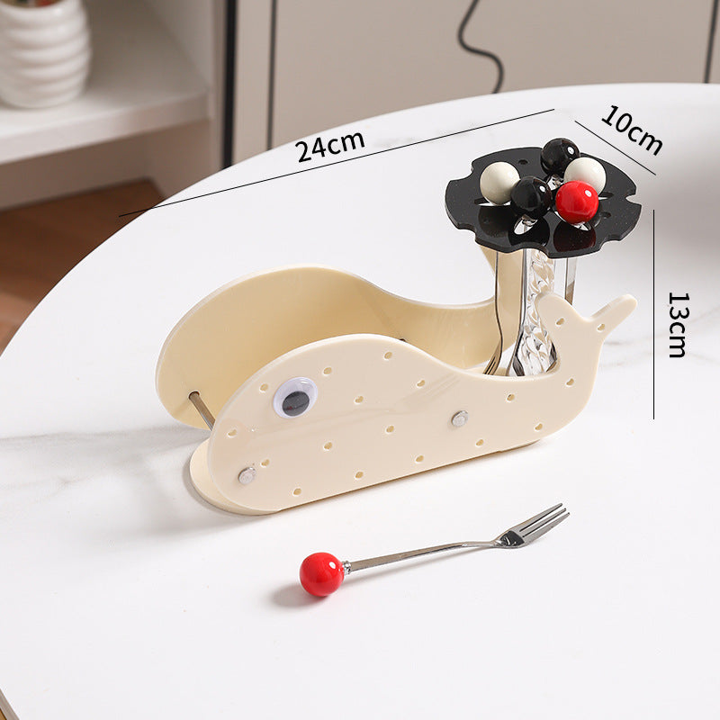 Creative fruit cake fork dessert mixing spoon storage rack stainless steel fruit pick set