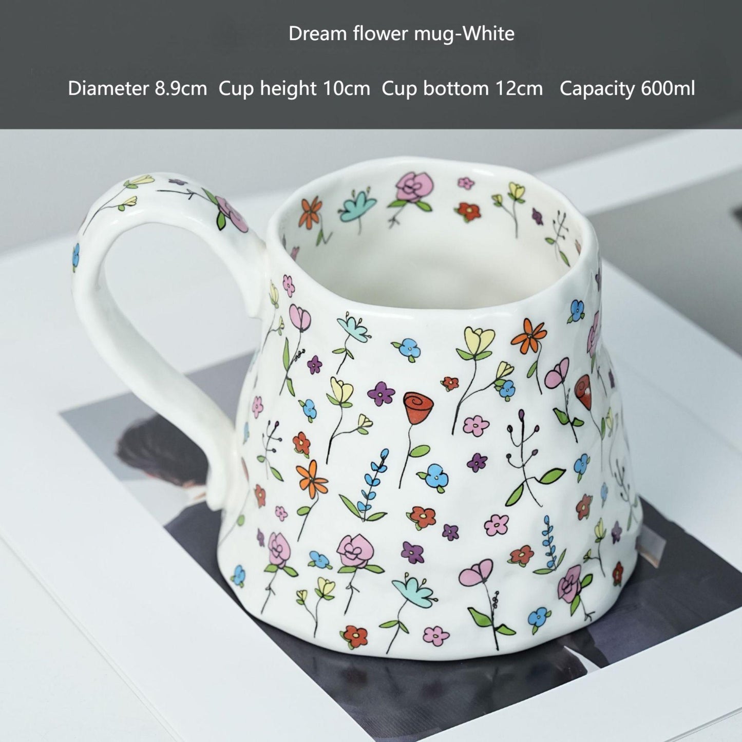 Creative floral ceramic mug High appearance level Large capacity coffee office breakfast mug