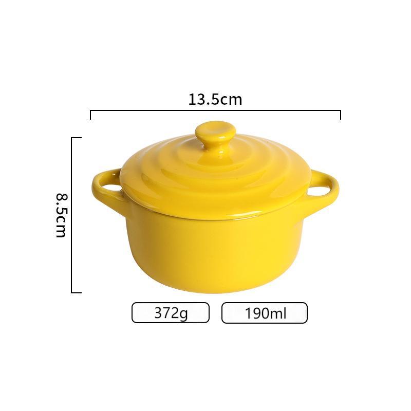 Light luxury ceramic with cover double ear small soup bowl for family children's bird's nest steamed egg stew bowl