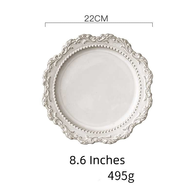 Retro Relief Western Food Pasta Plate Ceramic Tableware Home Soup Plate Dessert Plate Salad Plate