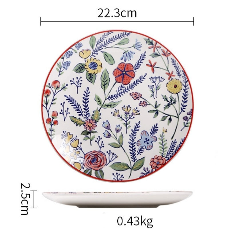 Creative Painted 9-Inch Ceramic Plate 4 Piece Set