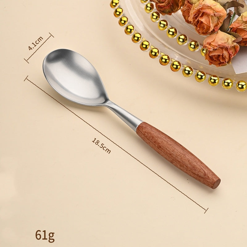 Stainless Steel Western Tableware With Rosewood Handles