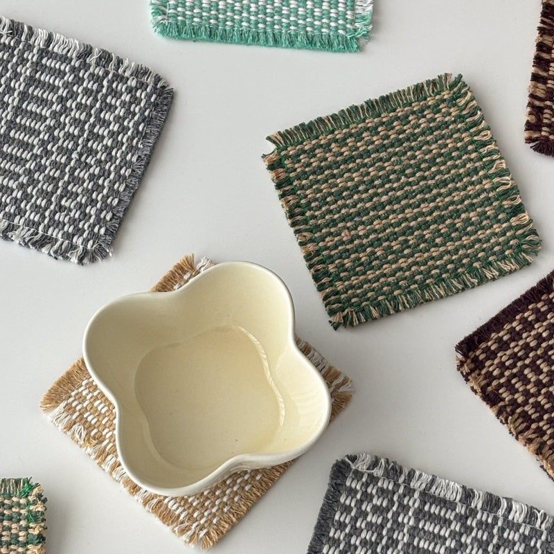 Retro Fabric Woven Coasters Set Of Five