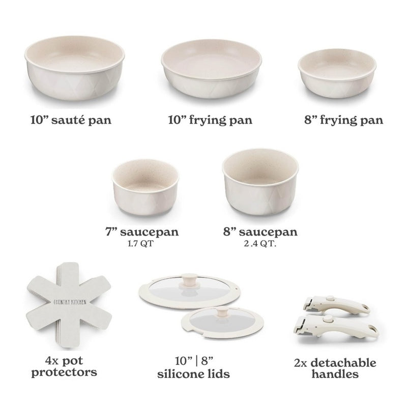 Detachable Patterned Tourmaline Cookware Set For Household Non-Stick Pans