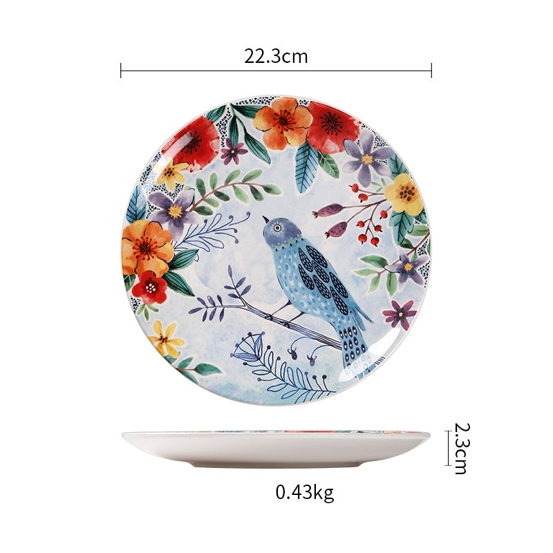 Creative Forest Series Painted Ceramic Plate Home Plate Set